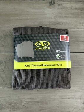 NEW 2Pc 8 (M) Boys Brown Thermal Underwear Set-Waffle Knit